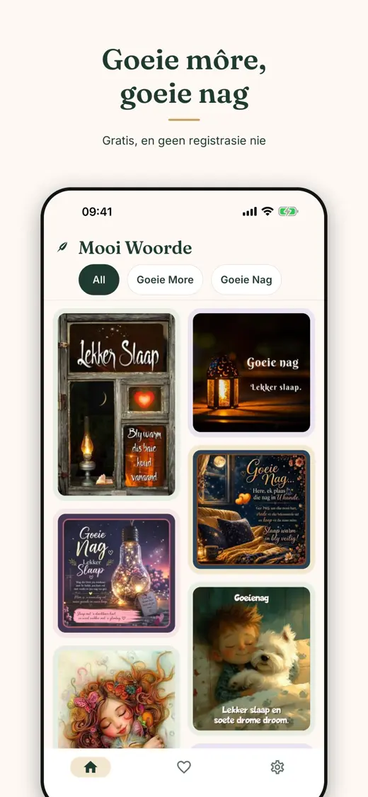 Goeie nag greeting cards